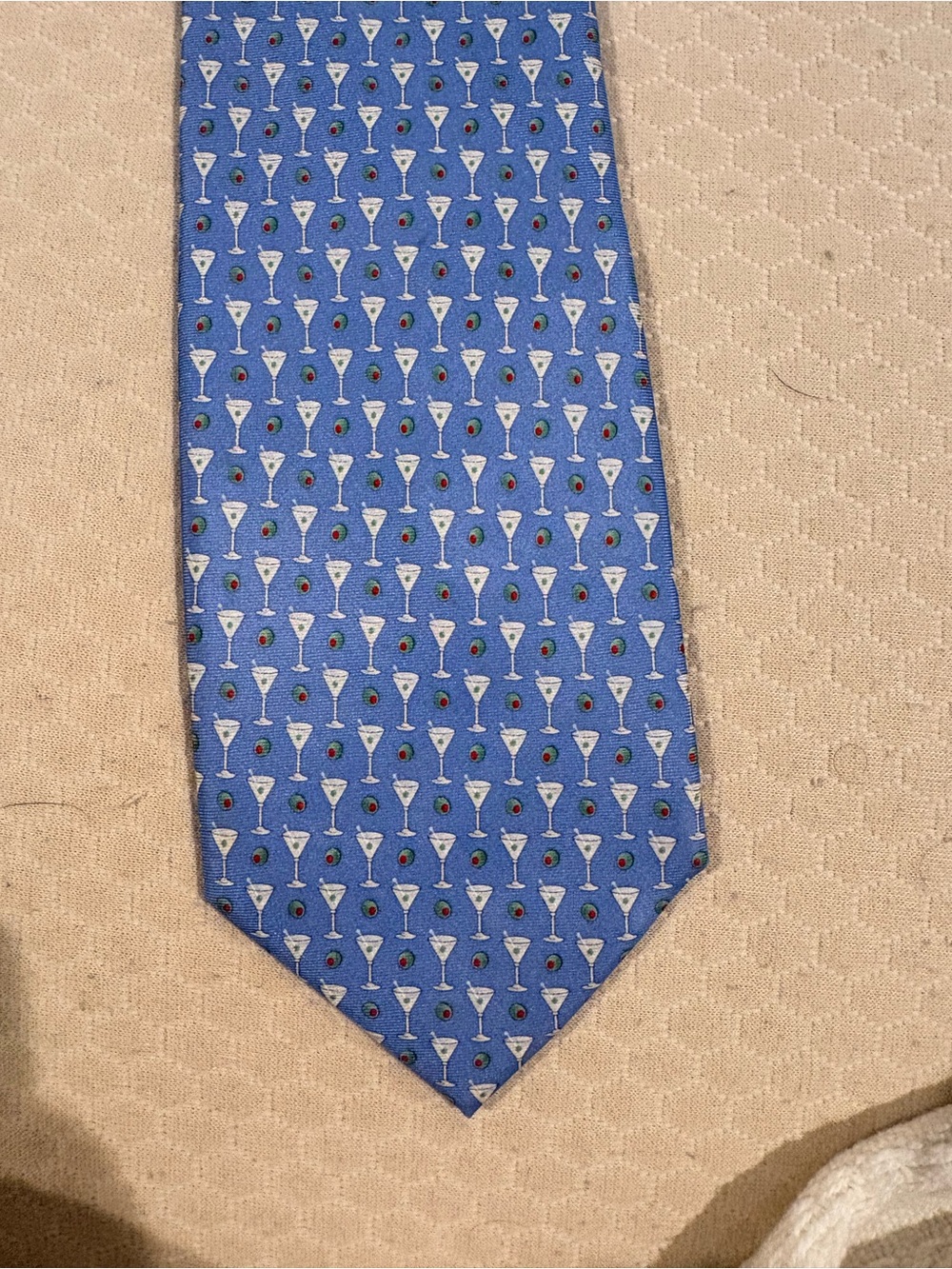 Blue Martini Patterned Silk Men's Tie